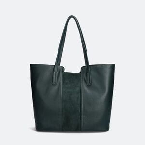 Faux Leather Tote Bag in Deep Green - Classic Everyday Carry